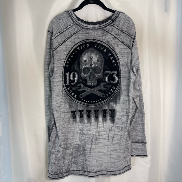 Affliction Other - Affliction Mens Gray/Black Long Sleeve Thermal Reversible Shirt Y2K Grunge XXL